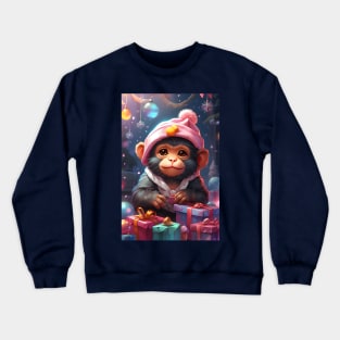 Christmas Monkey with Presents Crewneck Sweatshirt